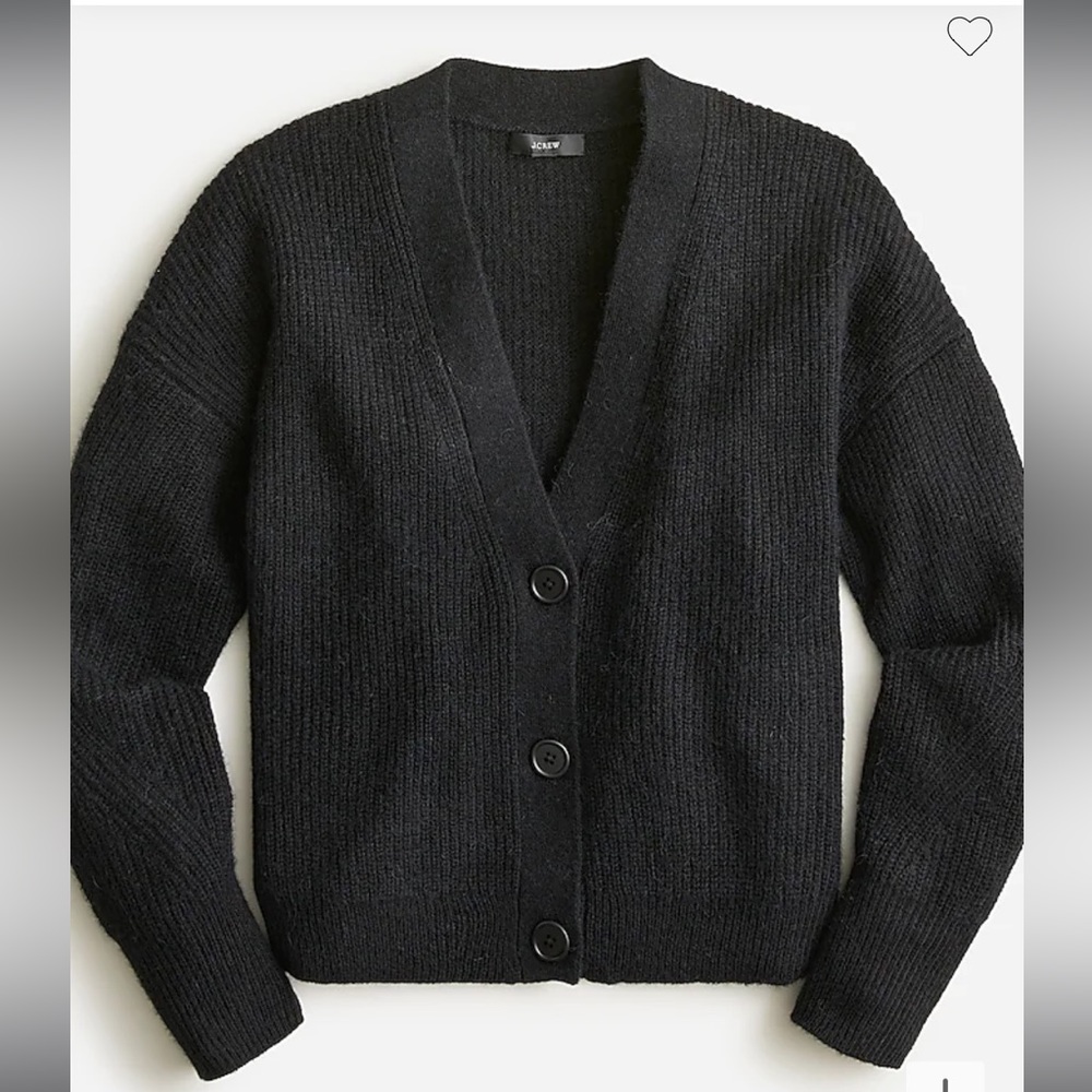 J.Crew Black Ribbed V-neck Cardigan